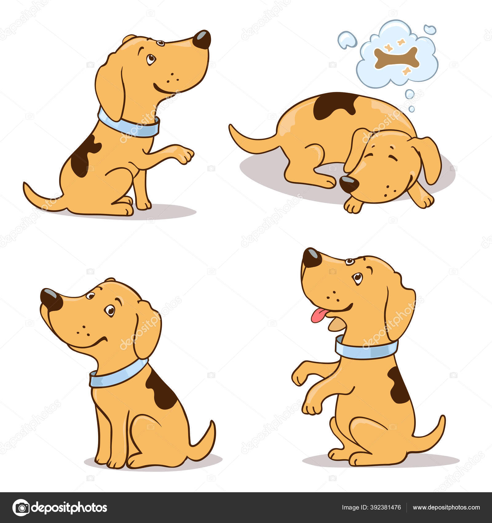 Set Cute Cartoon Dogs White Begging Dreaming Smiling Sitting Positions Stock Vector Image by ©Ghenadie #392381476 Set Cute Cartoon Dogs White Begging Dreaming Smiling Sitting Positions Stock Vector Image by ©Ghenadie #392381476
