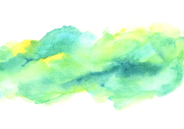 Абстрактный Акварельный Фон Зеленым Желтым Аква Брызги Белом — стоковое фото