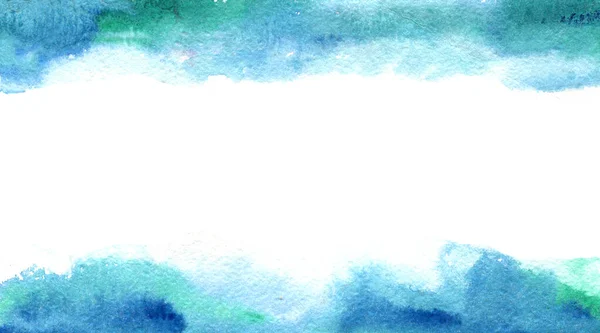 Абстрактные Акварельные Границы Белом Аква Голубые Влажные Цвета Текстурой Бумаги — стоковое фото