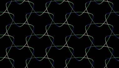 Siyah arka plan üzerinde minimalist dikişsiz desen. Tekrarlayan parlayan öğelerin soyut süsü.