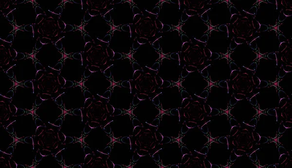 Цифровые Креативный бесшовный узор на черном фоне. Абстрактный дизайн повторяющихся разноцветных роз . — стоковое фото