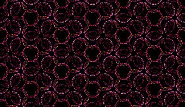 Patrón moderno sin costuras. Diseño abstracto de elementos rosados brillantes sobre fondo negro . — Foto de Stock