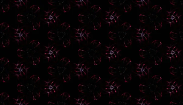 Цифровые Прохладный безseamless узор на черном фоне. Абстрактный дизайн повторяющихся светящихся цветов . — стоковое фото
