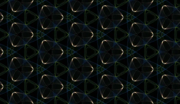 Fondo sin fisuras alienígenas. Adorno abstracto de elementos brillantes fractales en tonos verdes . — Foto de Stock