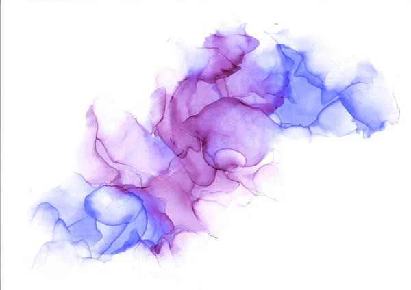 Delicate abstract hand drawn watercolor or alcohol ink background in violet and blue tones. Raster illustration. — Stock Photo, Image