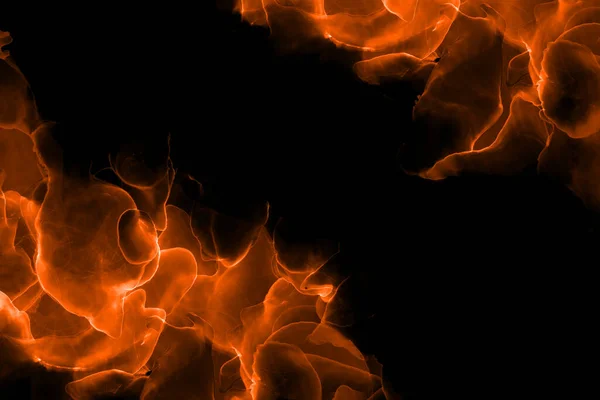 Eld låga över svart bakgrund. Halloween ram med kopieringsutrymme. — Stockfoto