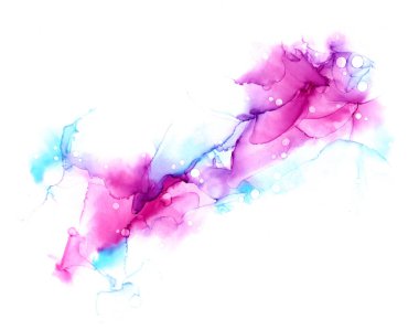 Hassas, soyut el çizimi suluboya ya da pembe ve mavi tonlarda alkol mürekkebi. Raster illüstrasyonu.