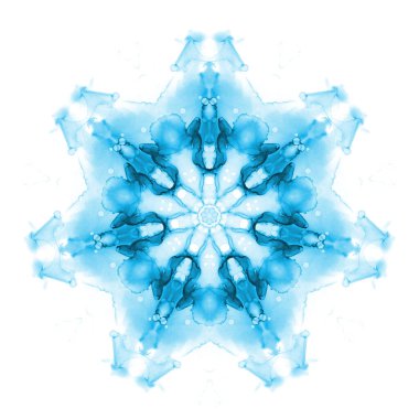 Beyaz arkaplanda izole edilmiş suluboya kar tanesi deseni.