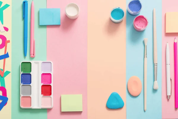 Renkli Kağıt Arka Plan Doku Okul Malzemeleri — Stok fotoğraf