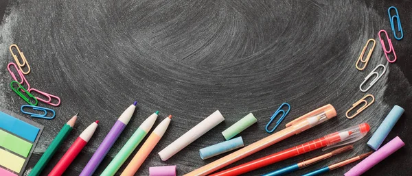 School Supplies Blackboard — Stock Photo, Image