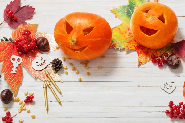 Fondo Halloween Con Calabazas —  Fotos de Stock