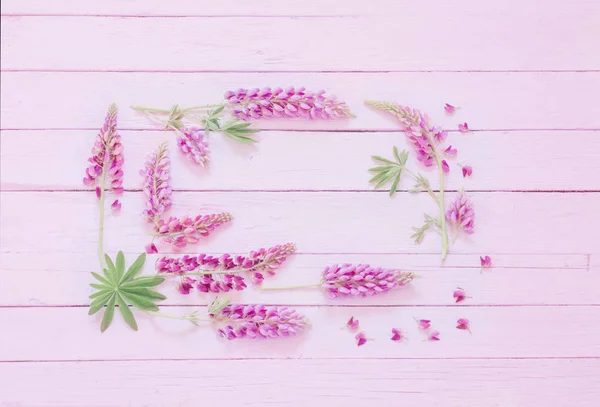 Lupine Pink Wooden Background — Stock Photo, Image