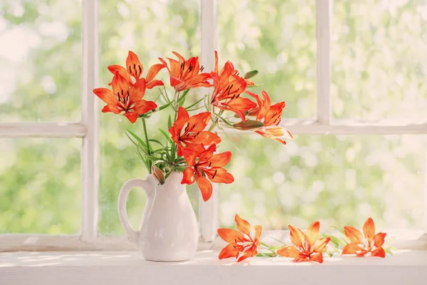 Orange Lily Windowsill — Stock Photo, Image