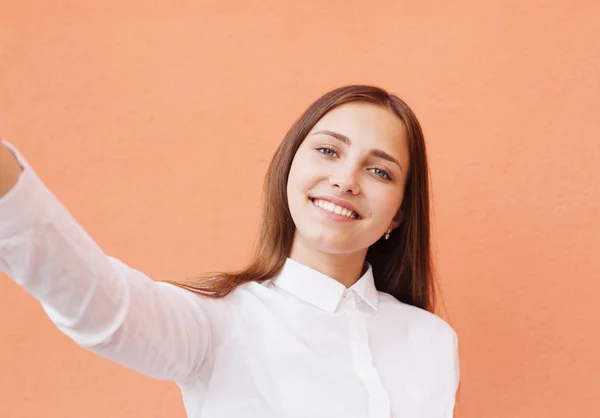 Tiener Meisje Doet Selfie — Stockfoto