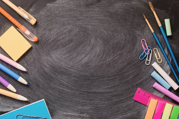 School Supplies Blackboard — Stock Photo, Image