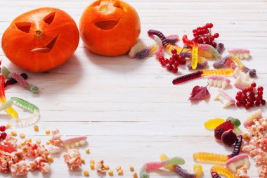 Balkabaklarıyla Cadılar Bayramı arka planı