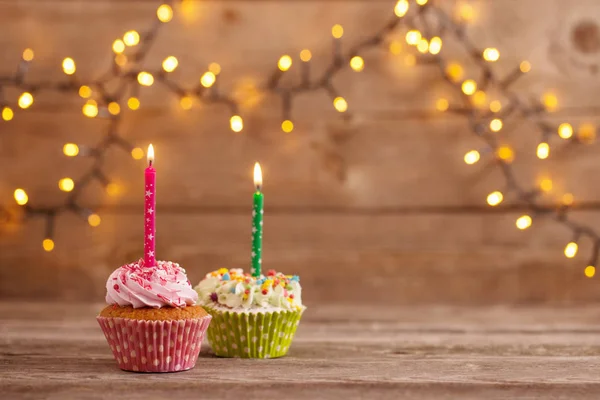 Cupcakes Donkere Oude Houten Achtergrond — Stockfoto