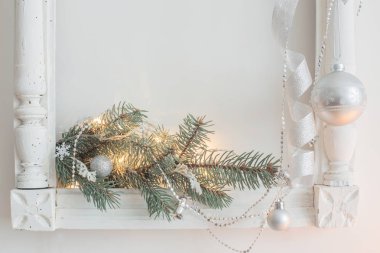 Noel dekorasyon s arka plan beyaz duvar