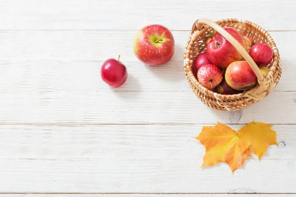 Apples Wooden White Background — Stock Photo, Image