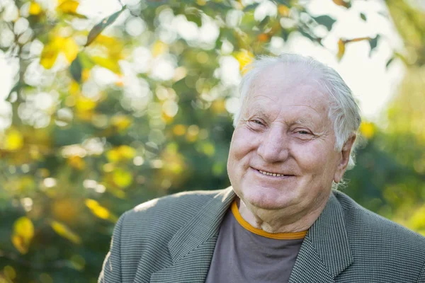 Portret Van Oudere Man Zonnig Park — Stockfoto