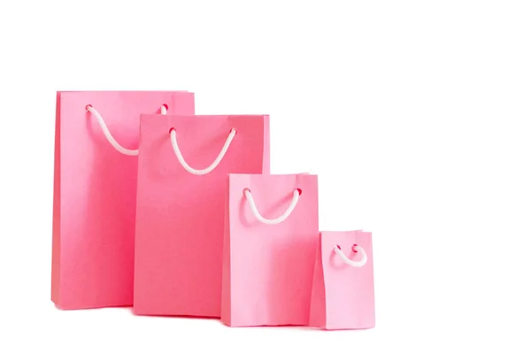 Růžový Papír Tašky Izolované Bílém Pozadí — Stock fotografie