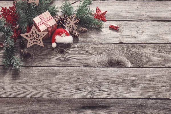 Christmas Composition Old Wooden Background — Stock Photo, Image