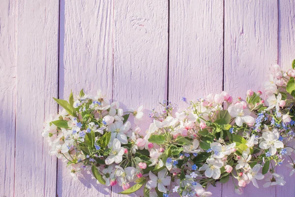 Spring Flowers Pink Wooden Background — Stock Photo, Image