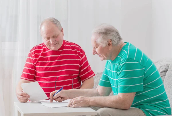 Two Elderly Men Documents — Stock Photo, Image