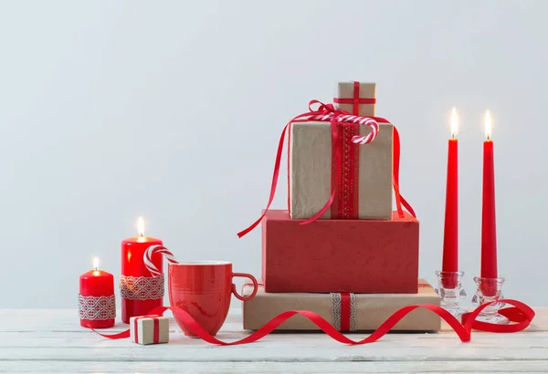 Cadeaux Noël Sur Fond Blanc — Photo