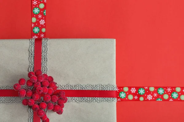 Regalo Natale Sfondo Carta Rossa — Foto Stock