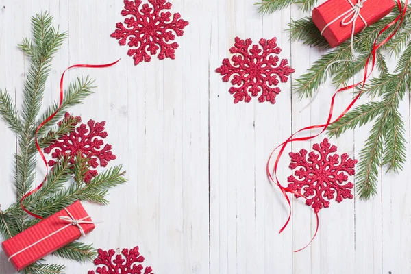 Christmas Decoration Wooden Background — Stock Photo, Image
