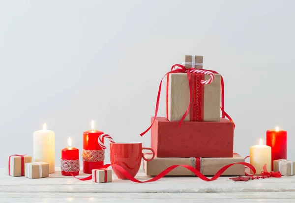 Cadeaux Noël Sur Fond Blanc — Photo