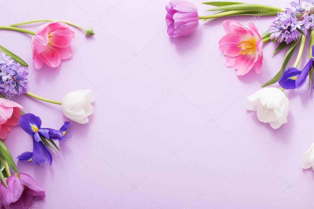 beautiful flowers on paper background