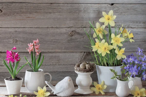 Easter Decoration Old Wooden Background — Stock Photo, Image