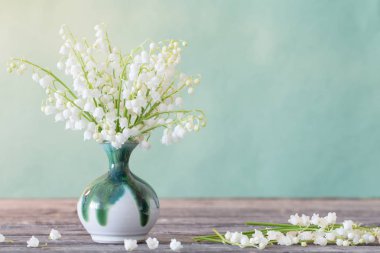 Vadi Lilly 'si vazoda, ahşap masada.