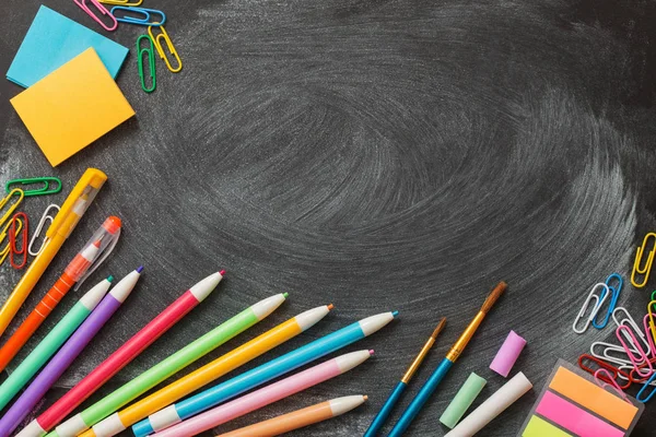 School Supplies Blackboard — Stock Photo, Image