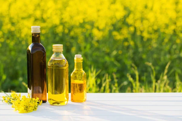 rapeseed oil on table outdoor