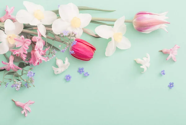 Belas flores de primavera no fundo de papel — Fotografia de Stock