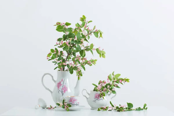 Натюрморт с розовыми весенними цветами — стоковое фото