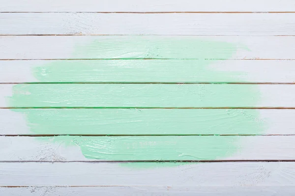 Witte en groene geschilderde houten achtergrond — Stockfoto