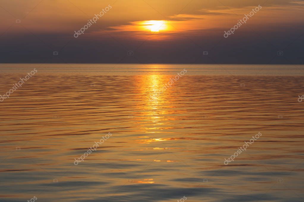 beautiful summer sunset on lake 