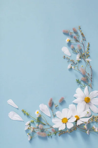 Flores blancas sobre fondo de papel — Foto de Stock