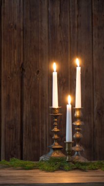 Eski ahşap arka planda Noel süslemesi