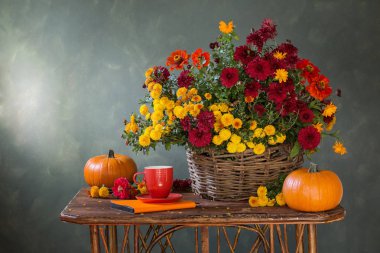 Kasımpatılar sepette, balkabakları tahtada 