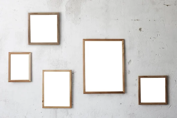 Wooden Frame Old White Wall — Stock Photo, Image