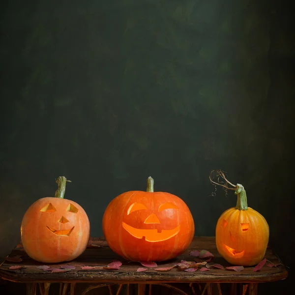 Halloween Pumpkins Dark Background — Stock Photo, Image