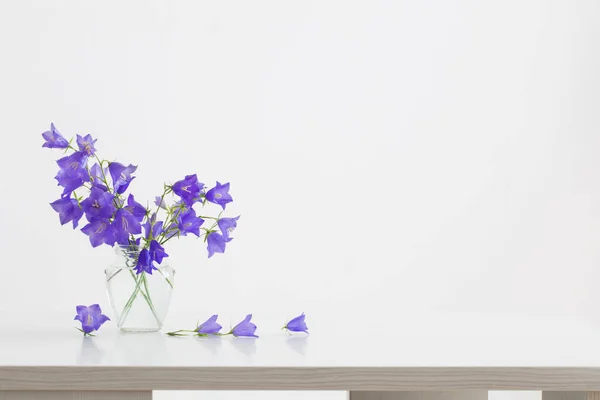 Flores Color Azul Tarro Vidrio Sobre Fondo Blanco — Foto de Stock