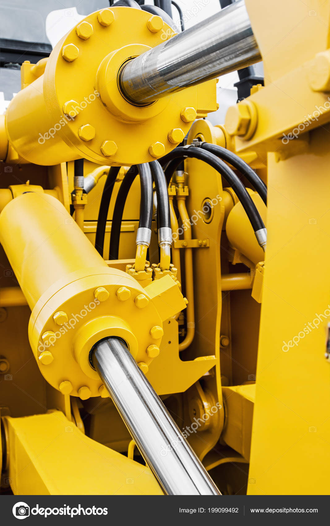 Hydraulic piston system for tractors, bulldozers, excavators — Stock