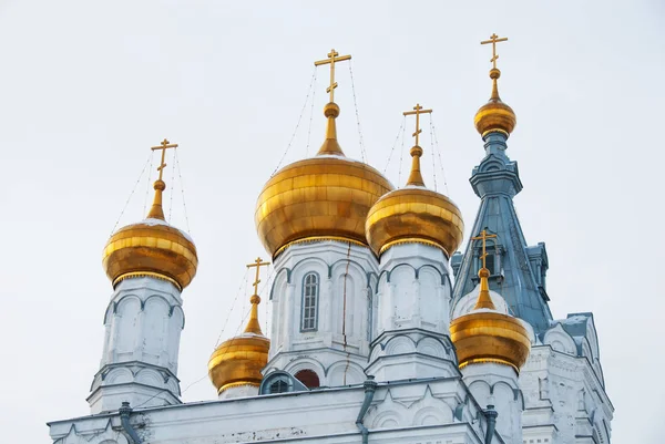 Goldene Kuppeln Und Türme Der Alten Orthodoxen Kathedrale — Stockfoto