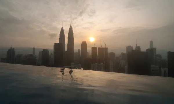 Big City Morning View Infinity Pool Kuala Lumpur Malaysia Stock Photo